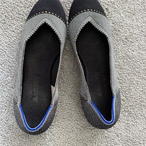 Rothy's Black and Blue Striped Flats